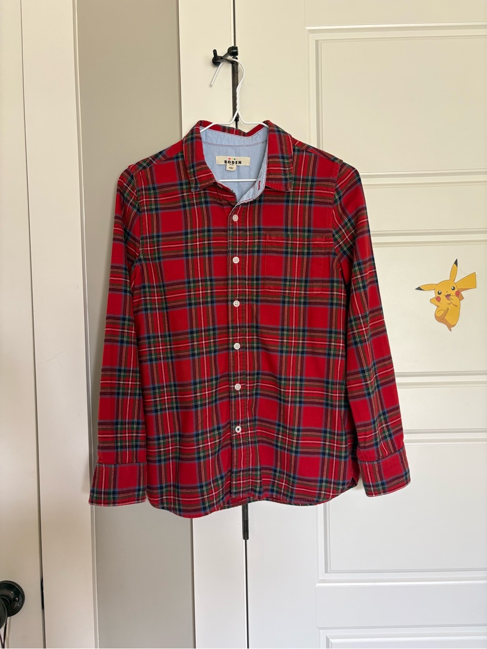 Mini Boden Boys Cosy Cotton Checked Shirt Holiday Plaid Sz 12-13y